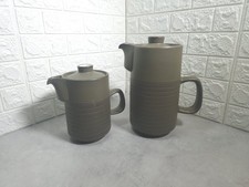 Vintage 1960s Denby Chevron Green Pattern Coffee Pot Bundle 20cm And 16cm 