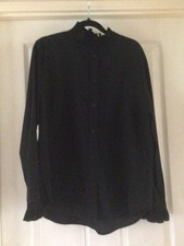 NEW Black high frill neck long frill sleeve Tunic Top Size M By ZARA