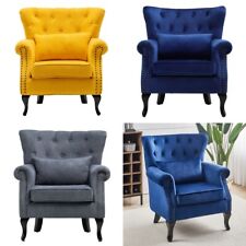 Vintage Armchair Wing Back Chesterfield Button Tufted Cocktail Accent Chair Sofa