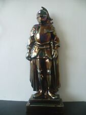 An Antique Heavy Iridescent Bronze Lusterware  Knight Companion Set Holder