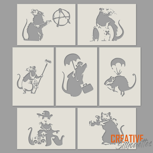 Banksy rat stencils wall - stencils,