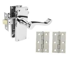 Victorian Scroll door handle pack Polished Chrome Latch/Keyhole/Bathroom/Privacy