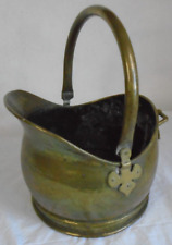 BRASS COAL SCUTTLE BUCKET HAMMERED FINISH STURDY GOOD CONDITION PLEASE READ