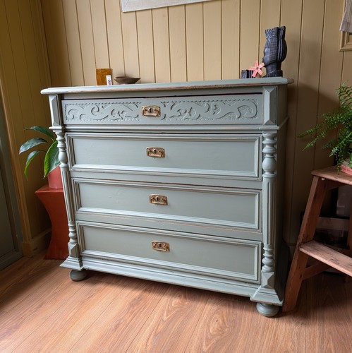 French painted antique chest - antique,