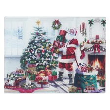 Santa Claus Christmas Glass Cutting Chopping Board Worktop Saver
