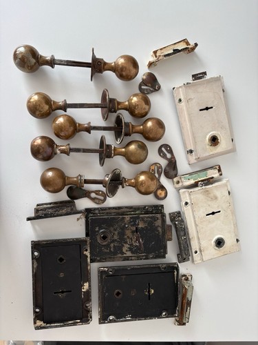 Vintage brass door knob sets - 5,