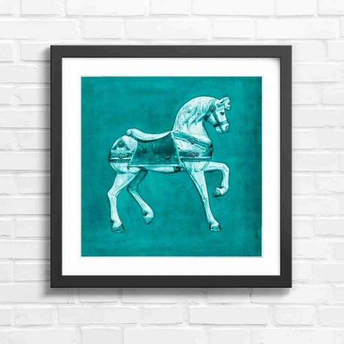 Vintage white carousel - vintage, horse