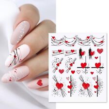 Nail Art Water Decals Stickers Valentines Day Love Hearts Lace Swirls Lines x134