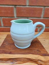Vintage Art Deco Stoneware Lovatts Green Blue Jug / Pitcher 1.5 Pints 13cm Tall 