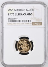 2004 Royal Mint UK Gold Proof Half Sovereign 1/2 Sov NGC PF70 Ultra Cameo