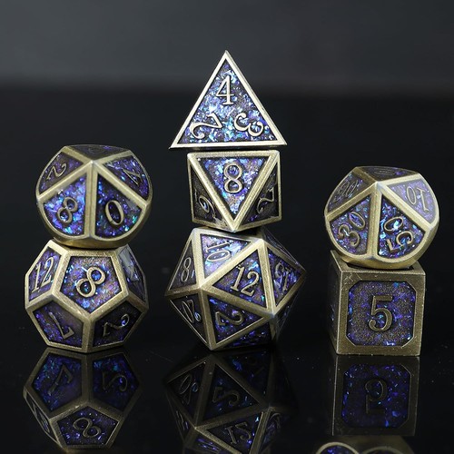 Metal dice set 7 piece - metal,