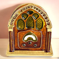 Retro Style Jukebox Rhinestone Hinged Trinket Box Collectible