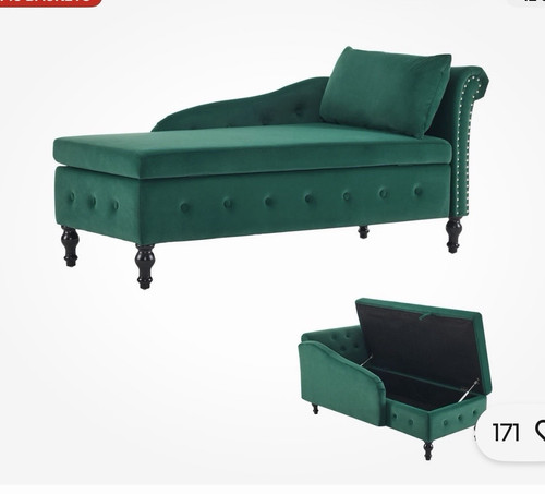 Green velvet chaise longue - chaise,