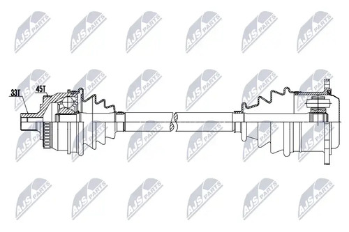 Driveshaft front axle left - front,
