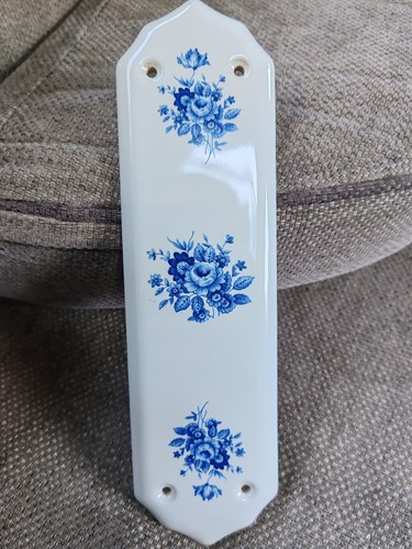 Ceramic blue white rose - blue,
