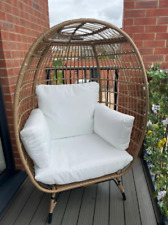 Rattan Garden Armchair Outdoor Patio Cushion Egg Chair Vintage Retro Style Seat