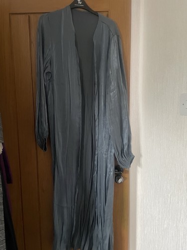 Blue grey open abaya long - open, maxi