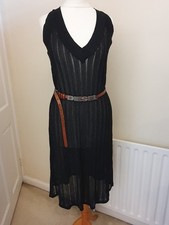 John Galliano Designer Black Midi Dress Size M Elegant Wedding/party