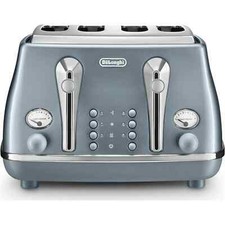 De’Longhi Icona Metallics 4-Slice Toaster 1800W with Defrost & Bagel Functions