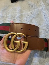 Gucci Women's Belt Size 70/Small Gucci Web Belt Gold Buckle