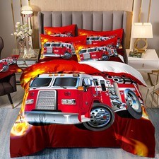 Fire Engine Truck Red Duvet