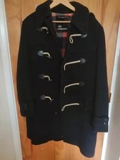 Lodenfrey Navy Vtg Heavy Wool Toggle Duffle Coat Plaid Lined West Germany Size L