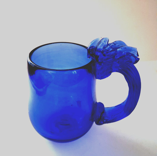 Hand blown cobalt blue glass - hand,