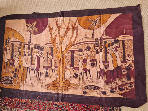 Old african batik wall hanging - old,