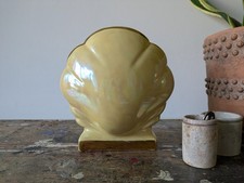 Sadler 'JUNE' clam Vase- Retro White Opalescent Lustre ware- Gold Gilt Beautiful