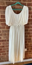 IVORY 1980s Vintage WEDDING Dress Prairie Style Broderie ANGLAIS Lace 10 Sample
