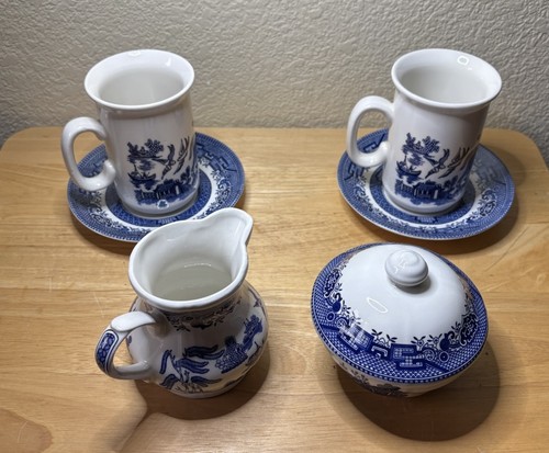 Vintage churchill blue willow - blue,