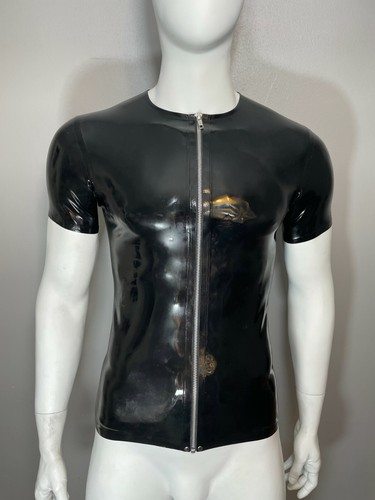 Rubber latex crew neck zip - crew,