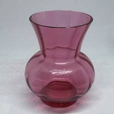 Vintage Cranberry Glass Vase- 8.5 cm Very Good Condition 