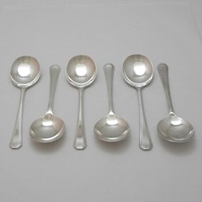 GRECIAN Design EPNS A1 SHEFFIELD ENGLAND Silver Service Cutlery Six Soup Spoons