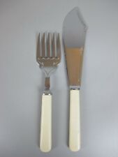Fish Servers / Serving Cutlery. Fork & Server. Faux Bone Handle. Vintage set.