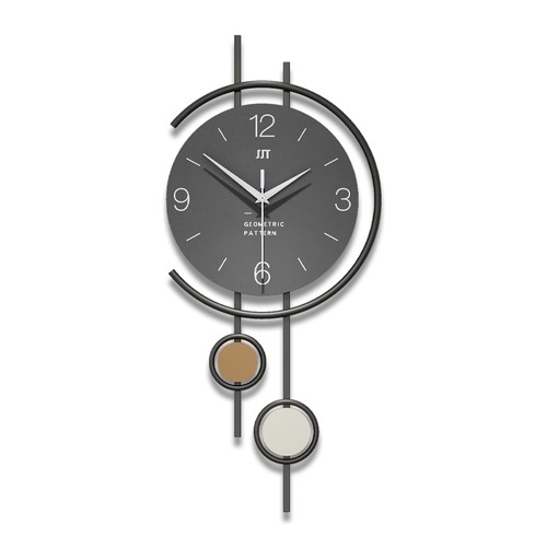 Modern grey wall clock - wall, 60cm
