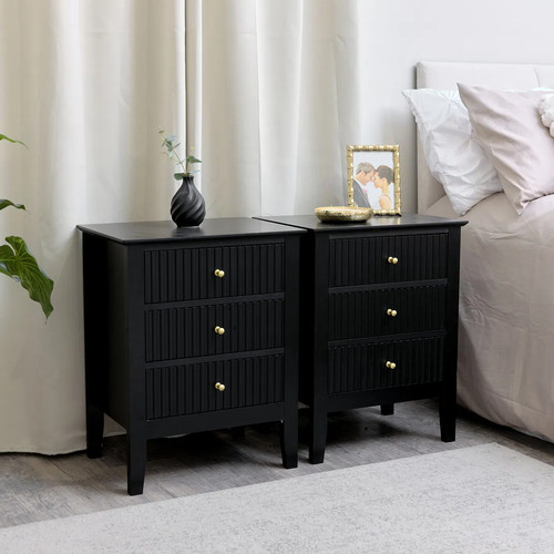 Pair drawer bedside - of,