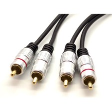 TWIN RCA PHONO CABLE PRO 2 x Male to Male DOUBLE SHIELDED AMP SUB LEAD 1 - 10m
