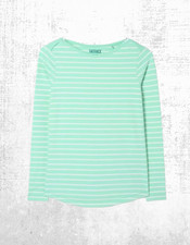 Women’s Fat Face Breton Top Cotton Long Sleeve Green White Stripe (Defect)
