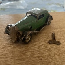 Tri-ang Minic Vintage Tinplate Vauxhall Cabriolet Clockwork {OrigKey & Working}