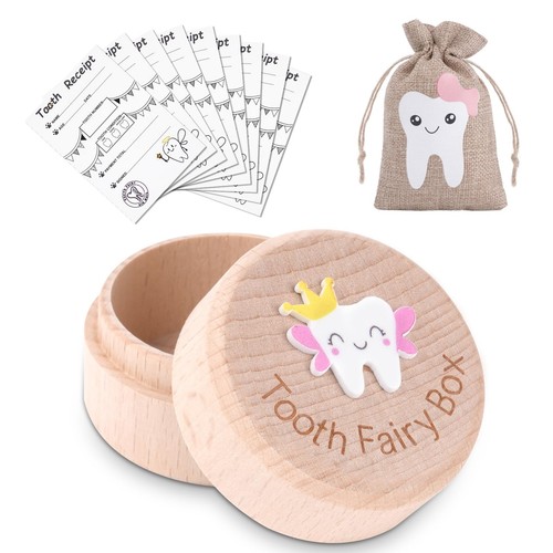 Wooden tooth fairy box - tooth, kit