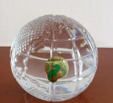 Waterford Crystal World Globe Paperweight – 3" – Etched Mark & Seahorse Label 