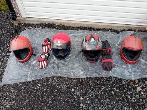 Vintage motorbike helmets - motorbike,