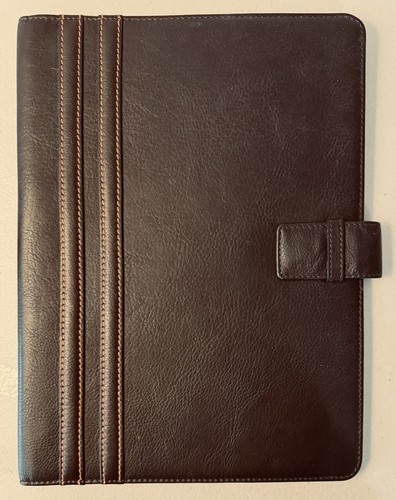 Leather meeting folder choc - leather,