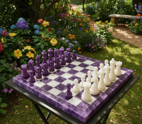 Handmade amethyst chess - handmade,