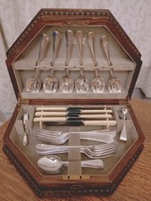 Vintage ART DECO 32 Piece Faux Bone DESSERT CUTLERY SET - Made in Sheffield