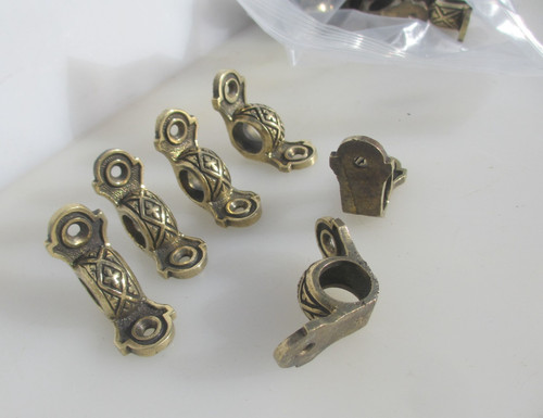 Antique brass stair rod clips - brass,