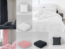 Teddy Fleece BIG CORD Duvet Cover set with Pillow Cases Cushion Curtain Throws