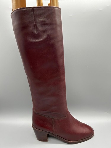 Knee boots leather - oxblood, red