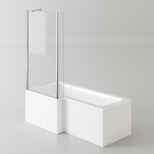 Bath Bathtub L-Shaped 1700mm Left Hand Bathroom Bath with Screen and Panel